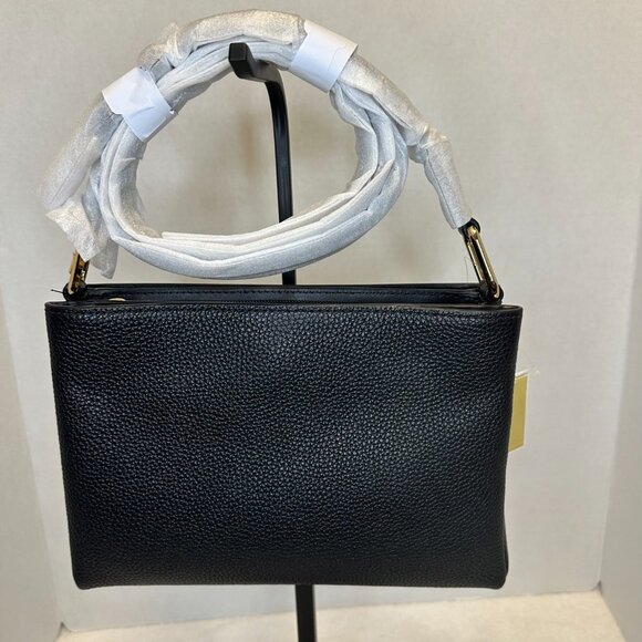 Michael Kors Trisha Medium Pebbled Leather Crossbody Bag in Black (NWT) - Picture 4 of 8